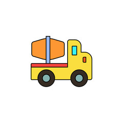 cartoon truck toy colored icon. Signs and symbols can be used for web, logo, mobile app, UI, UX
