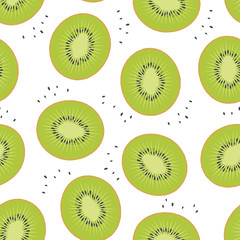 Fototapeta premium Kiwi pokrojone owoce wzór. Ilustracji wektorowych.