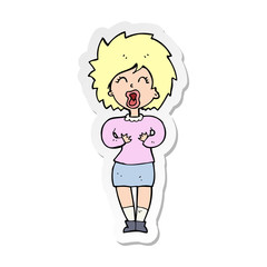 sticker of a cartoon screaming woman