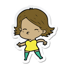 sticker of a cartoon woman pointing