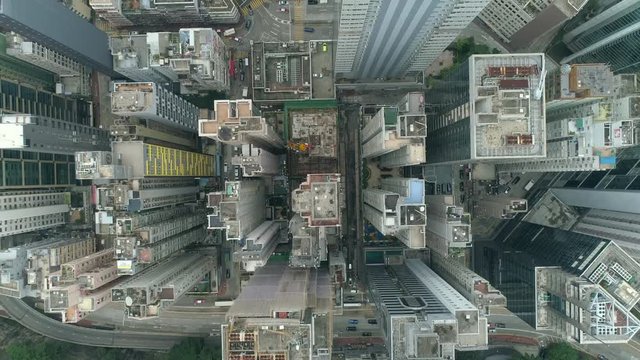 Aerial shot of Hong Kong city downtown, Asian metropolis - October 2018: Hong Kong, China