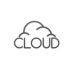 Vector creative illustration of cloud word lettering typography with line Cloud icon. technology concept. Thin line art style design for website, banner, poster.