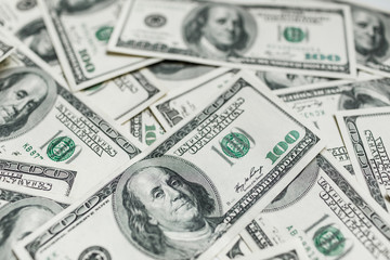 US dollars banknotes texture. Money  of american hundred dollar bills.