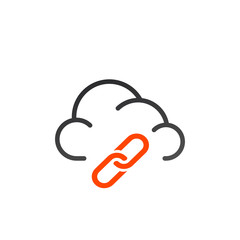 Cloud Technology Link Hyperlink Vector Icon. Vector illustration isolated on white background