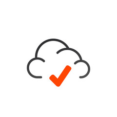 approved connection concept sign symbol. vector cloud checked mark icon. Flat illustration of cloud computing. technology concept isolated on white background.