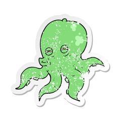 retro distressed sticker of a cartoon octopus