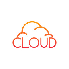 Vector creative illustration of cloud word lettering typography with line Cloud icon. technology concept. Thin line art style design for website, banner, poster.