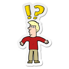 sticker of a cartoon confused man