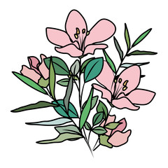beautiful flowers decorative icon