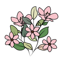 beautiful flowers decorative icon
