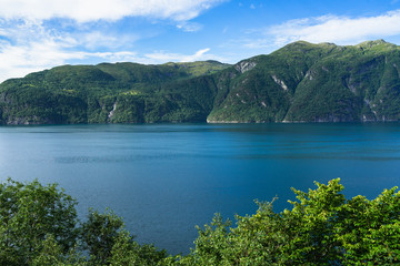 Fototapeta premium Amazing landscape of Storfjorden in Sunnmore region in a beautiful summer day, More og Romsdal, Norway