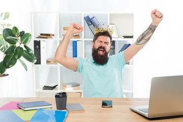 conceited happy winner. confident smiling man. Positive human emotion. facial expression of bearded...