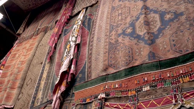 Carpets on the wall in the Turkish market