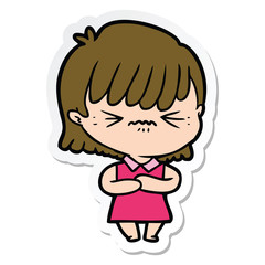 sticker of a annoyed cartoon girl