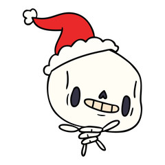 christmas cartoon of kawaii skeleton