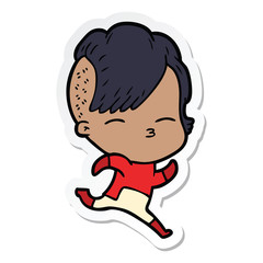 sticker of a cartoon girl wearing futuristic clothes