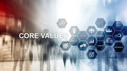 Fototapeta na wymiar Core values concept on virtual screen. Business and finance solutions.