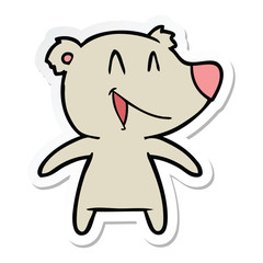 sticker of a laughing bear cartoon