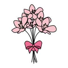 beutiful flowers bouquet with bowtie