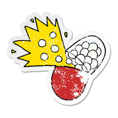 distressed sticker of a cartoon powerful medicine