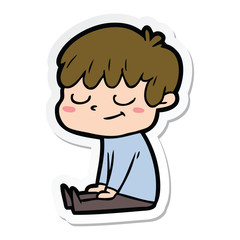 sticker of a cartoon happy boy