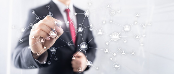 HR human resources management concept corporate organisation structure mixed media double exposure...