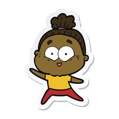 Fototapeta premium sticker of a cartoon happy old woman