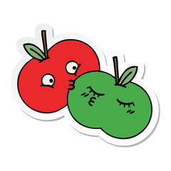 sticker of a cute cartoon apples