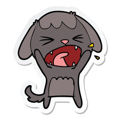 sticker of a cute cartoon dog barking
