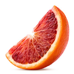red blood orange slice, isolated on white background, clipping path, full depth of field