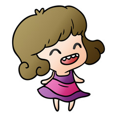 gradient cartoon of cute kawaii girl