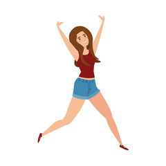 woman jumping celebrating character