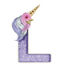 LETTER L // INITIAL // MONOGRAM - L - UNICORN 3D ALPHABET 