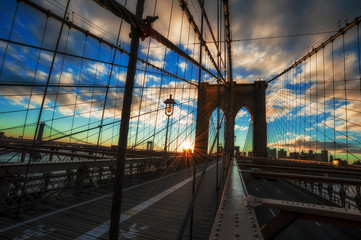 Fototapeta na wymiar Brooklyn Bridge Sunrise New York City