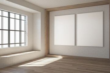 Modern interior with empty billboard