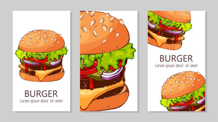 Template for advertising burgers from different recipes.