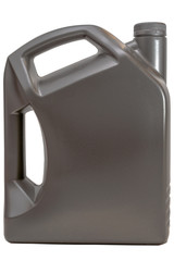 Plastic jerrycan isolated on white background. Pendant plastic canister