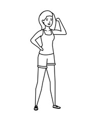 strong woman arm signal