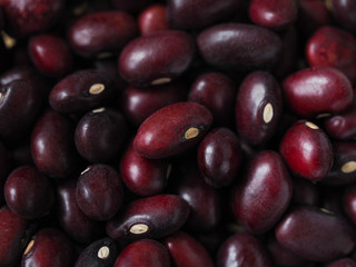 Raw red beans. Close up. Top view. 