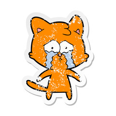 distressed sticker of a cartoon cat