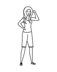 strong woman arm signal