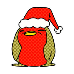 christmas cartoon of a kawaii robin