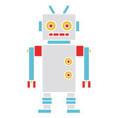 flat color retro cartoon dancing robot