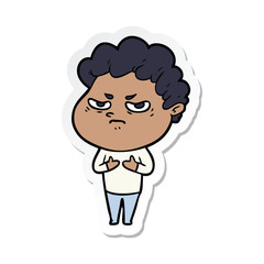 sticker of a cartoon angry man