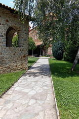 Fototapeta na wymiar Medieval Building at Vodoca Monastery Saint Leontius near town of Strumica, Republic of North Macedonia