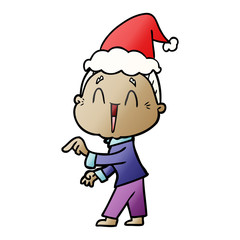 gradient cartoon of a happy old lady wearing santa hat