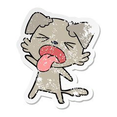 Obraz premium distressed sticker of a cartoon disgusted dog