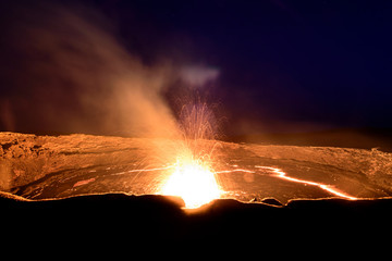 Fototapeta na wymiar Eruption at the Erta Ale volcano