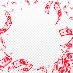 British pound notes falling. Random GBP bills on t