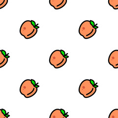Vector isolated peach seamless pattern fruit on transparent background